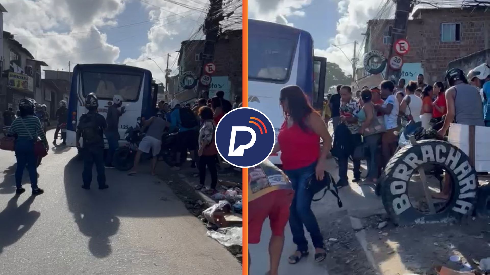 Foto dividida micro-ônibus acidente