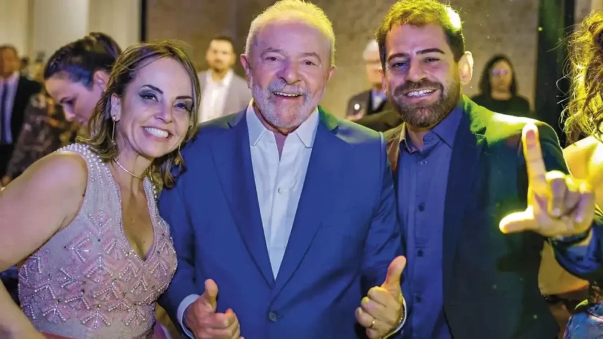 Presidente Lula ao lado de sua filha Luriam e seu genro Danilo Sampaio