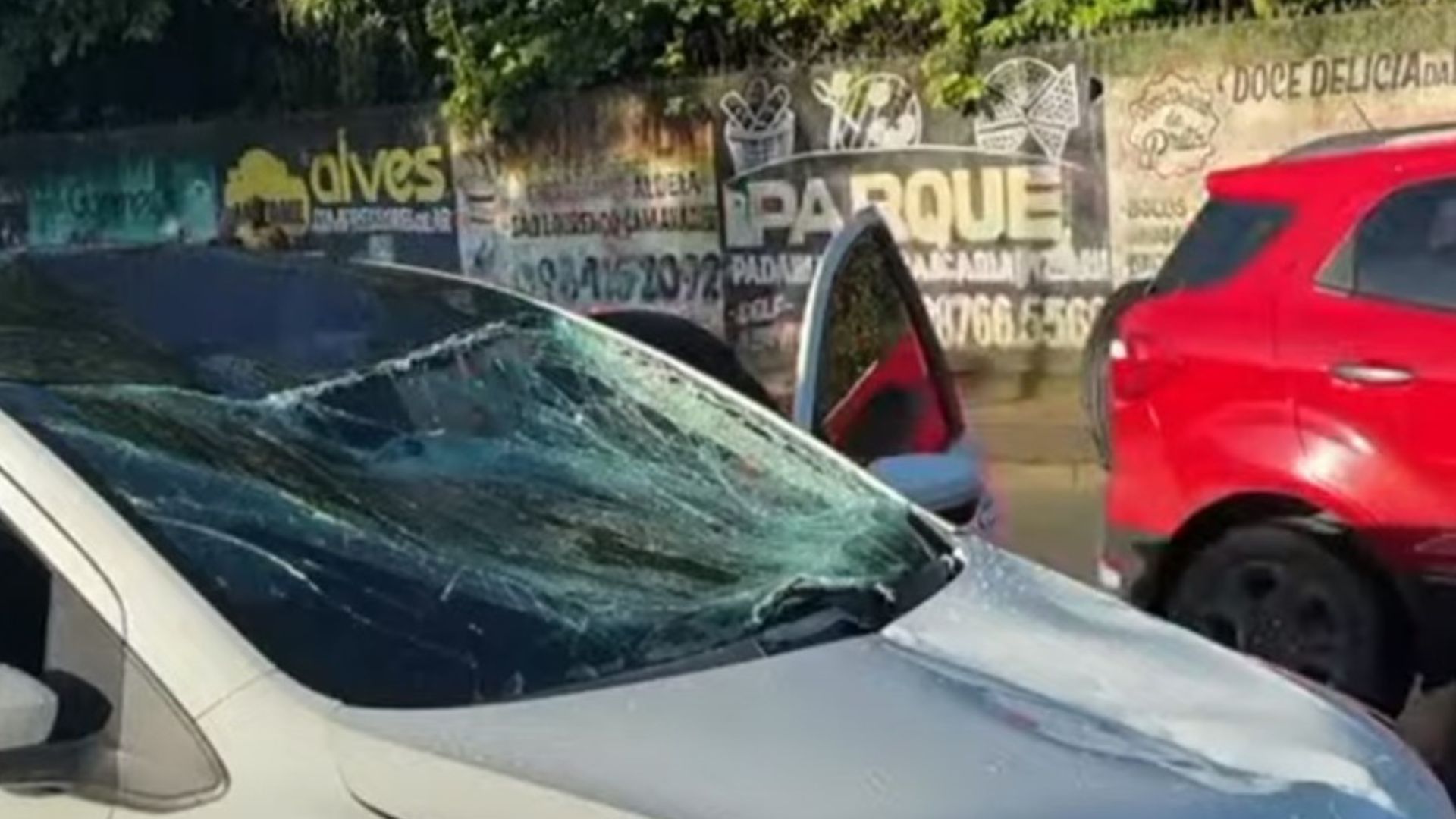Acidente danifica carro e mata cavalo na Estrada de Aldeia. Foto: Redes Sociais