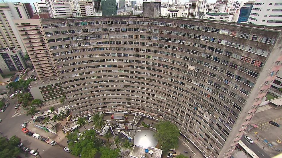 Edifício Holiday está desocupado desde 2019 por risco de desabamento. Foto: Reprodução/ TV Globo