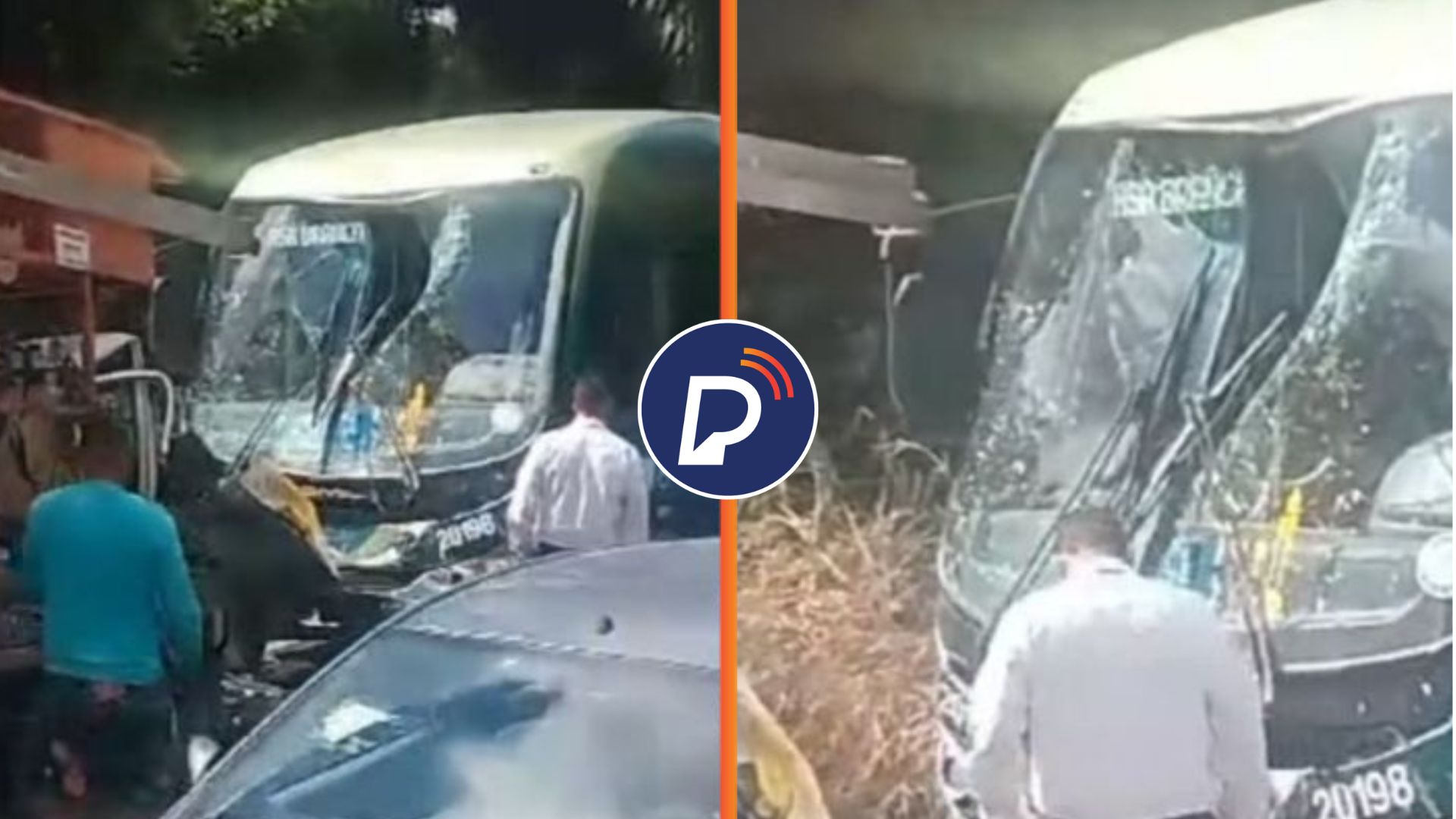 O acidente entre ônibus e caminhão deixou três pessoas feridas na Estrada da Muribeca. Foto: Reprodução Redes Sociais
