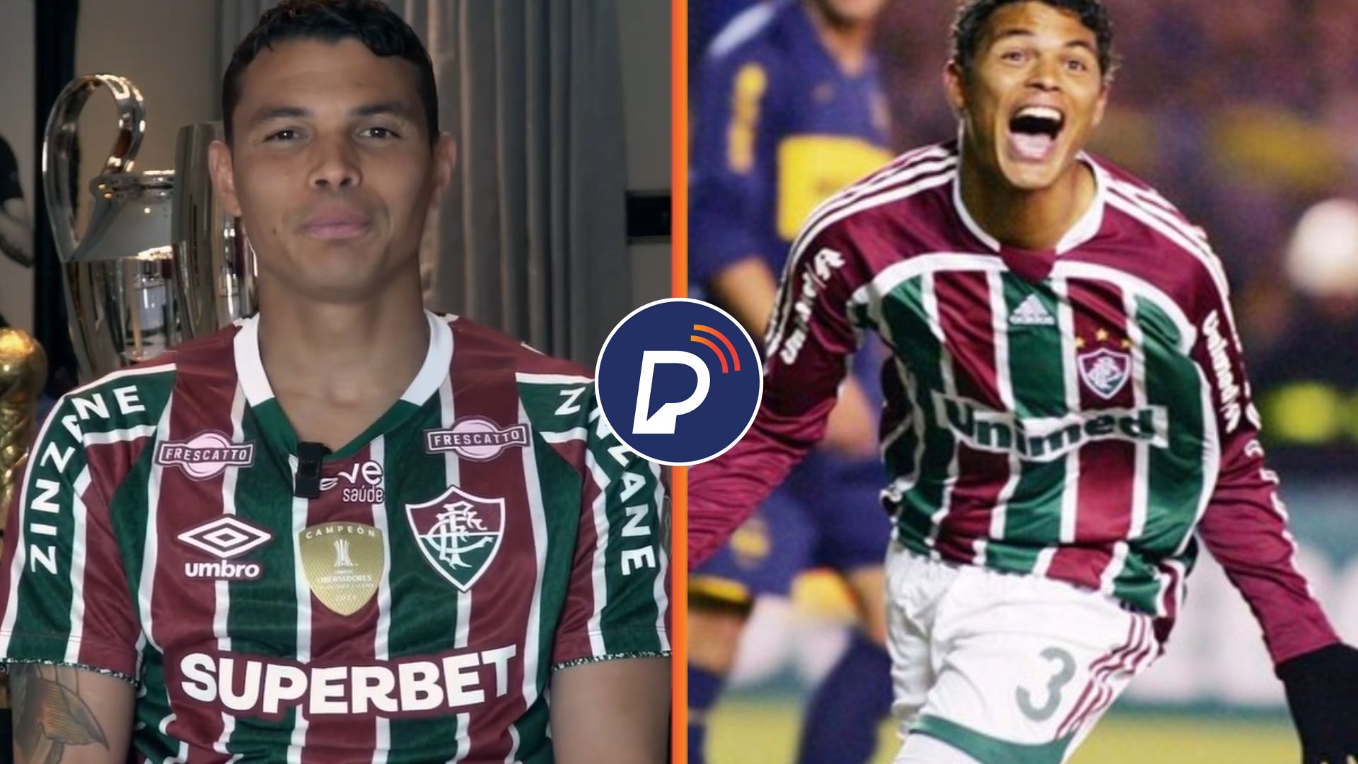 Thiago Silva no retorno e na primeira passagem pelo Fluminense. Montagem: Portal de Prefeitura.