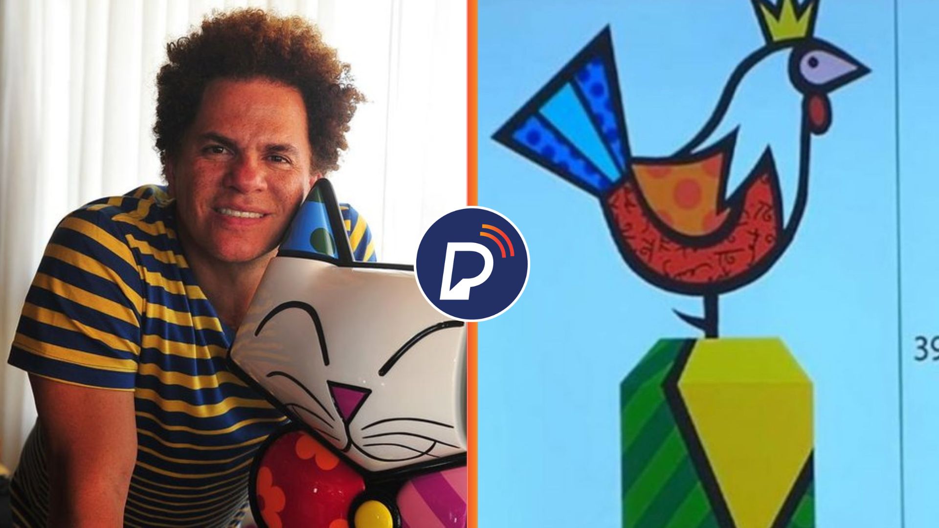 Romero Britto doa escultura de galo com 39 metros