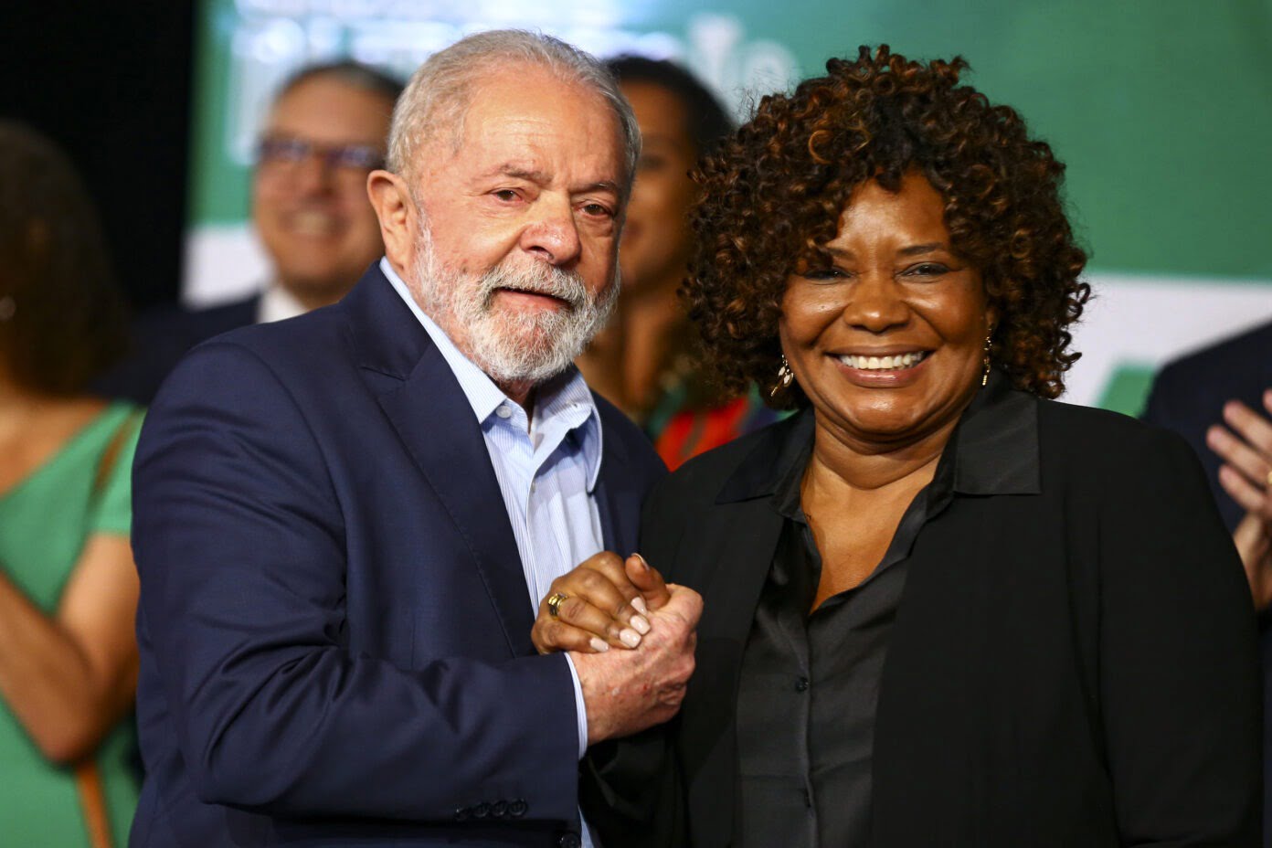 O presidente Luiz Inácio Lula da Silva e a ministra da Cultura, Margareth Menezes. (Crédito: Marcelo Camargo/Agência Brasil)
