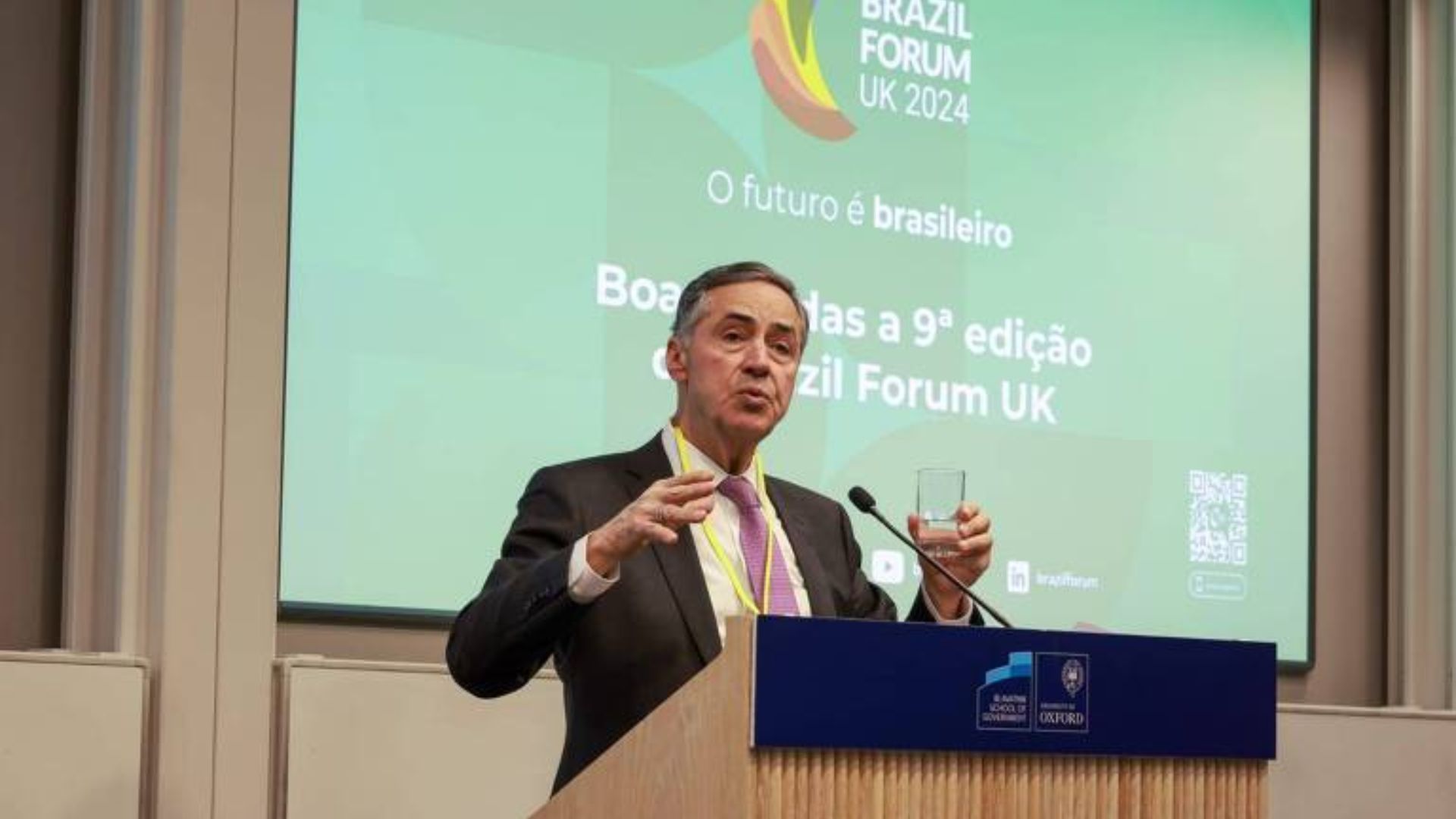 Ministro Luís Roberto Barroso, do STF, durante Brazil Forum UK 2024. Foto: Divulgação