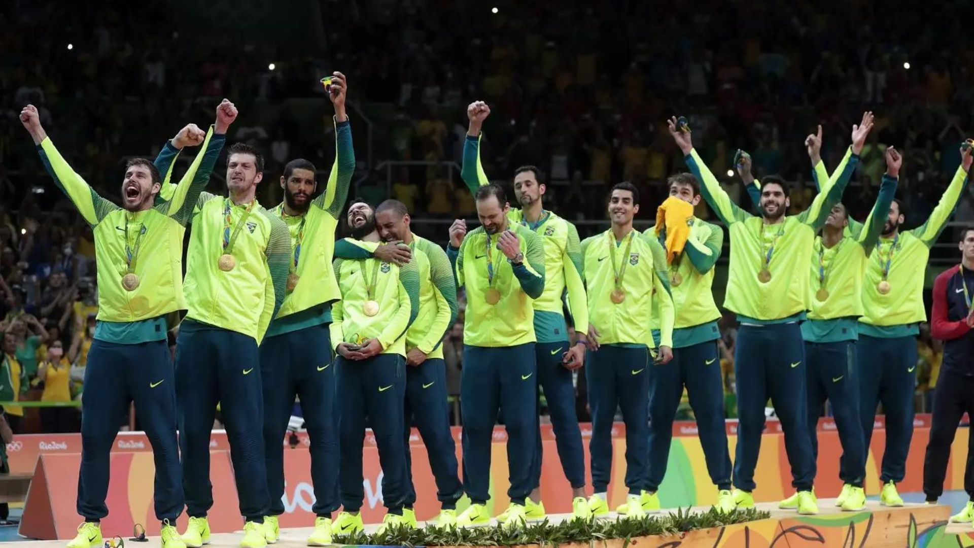 Seleção Masculina de Vôlei, campeã olímpica no jogos do Rio 2016. Foto: Alexandre Loureiro/Exemplus/COB