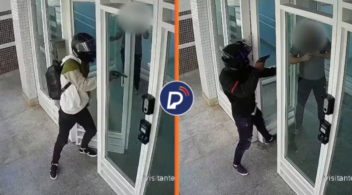 VÍDEO: Bandidos armados ROUBAM celulares, relógios e alianças de homens na porta de prédio