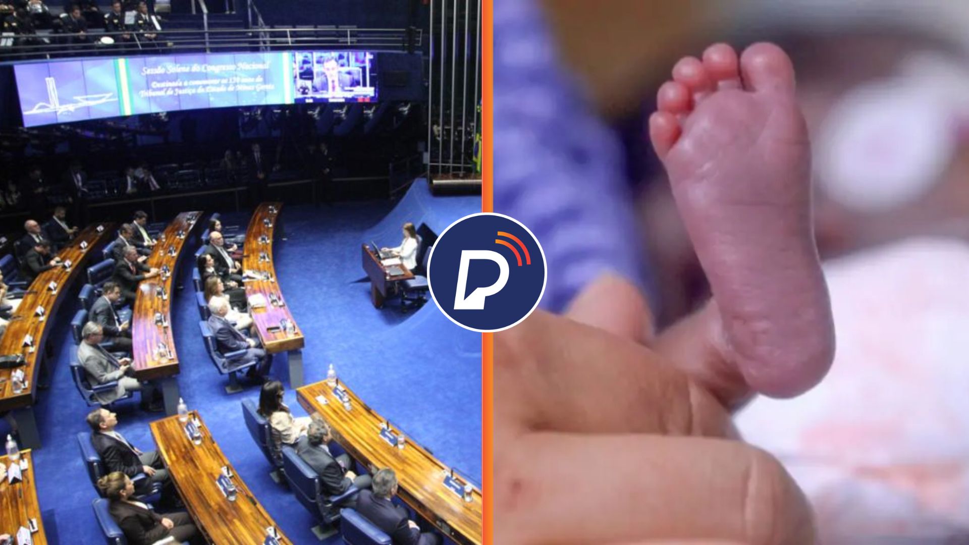 Congresso nacional e pé de bebê. Montagem: Portal de Prefeitura