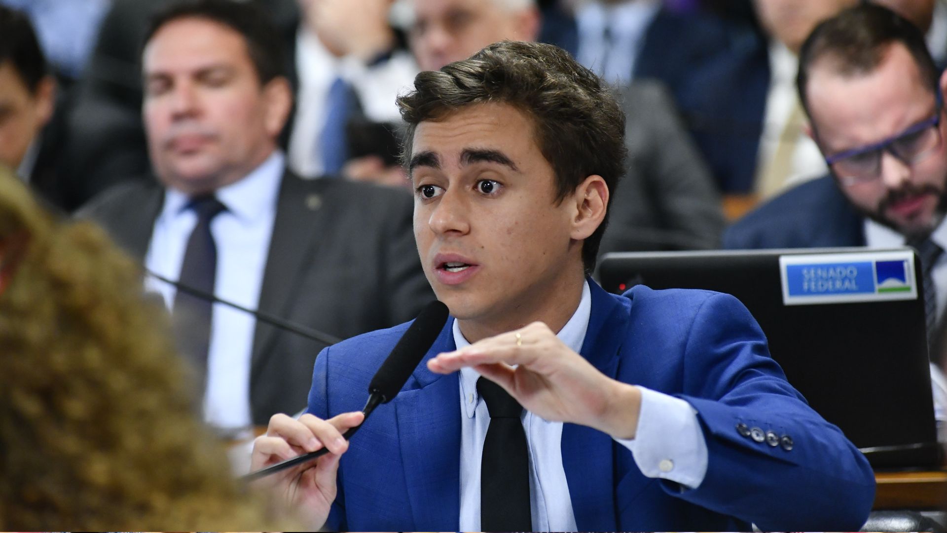 Nikolas Ferreira questiona candidatos que pedem seu apoio para eleições. Foto: Geraldo Magela/Agência Senado