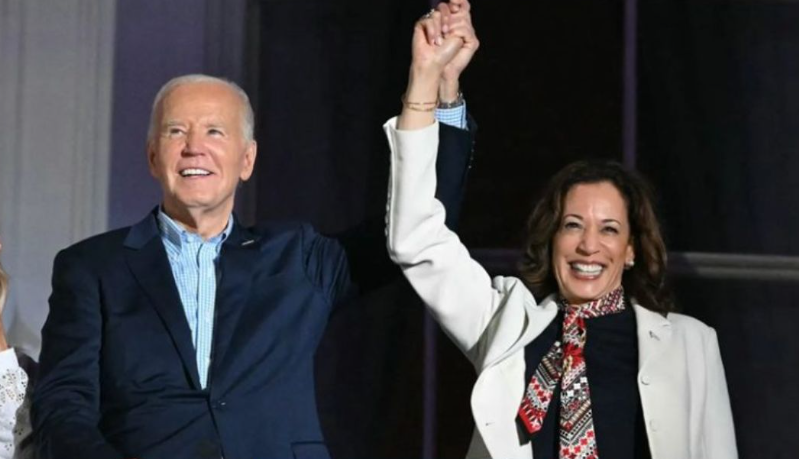 Biden apoia sua vice, Kamala Harris, à Presidência dos EUA, após desistir de disputa eleitoral. Foto: Reprodução/Vídeo.