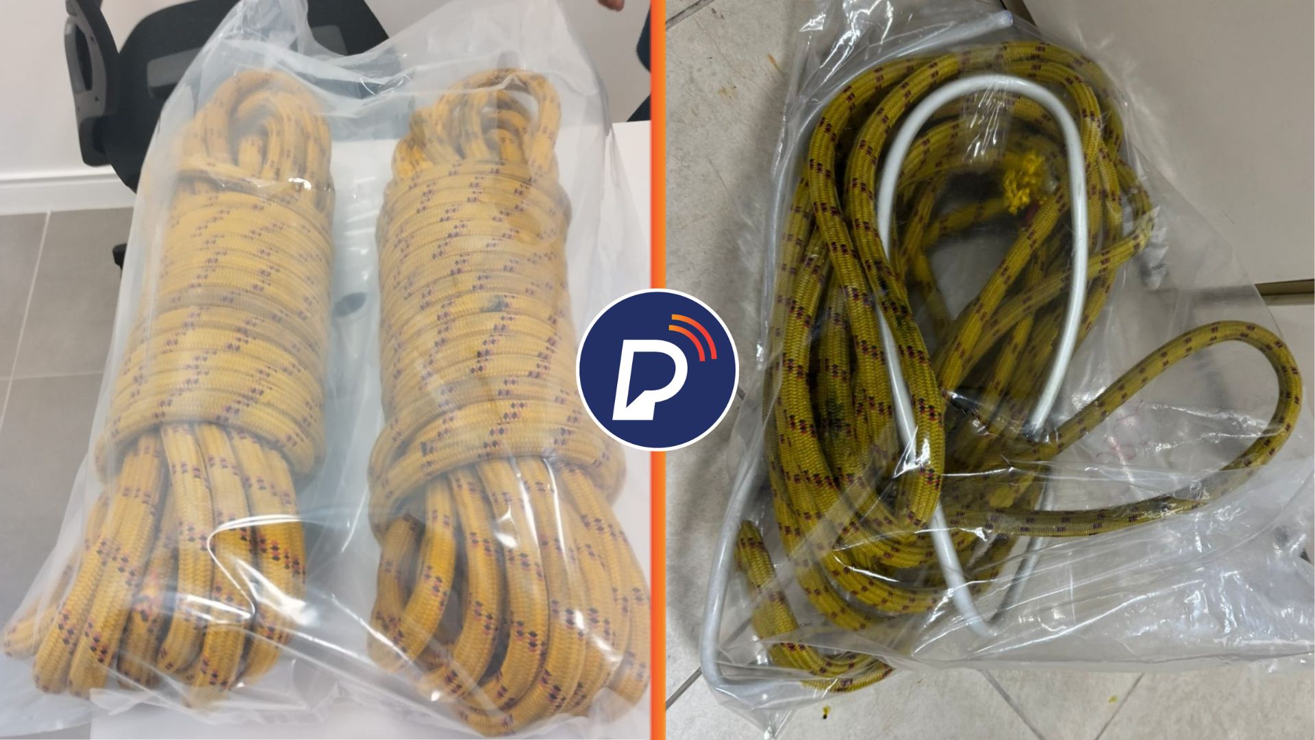 Polícia Federal apreende 2Kg de cocaína dentro de 2 cordas no Aeroporto Internacional dos Guararapes. Foto: Divulgação/PF