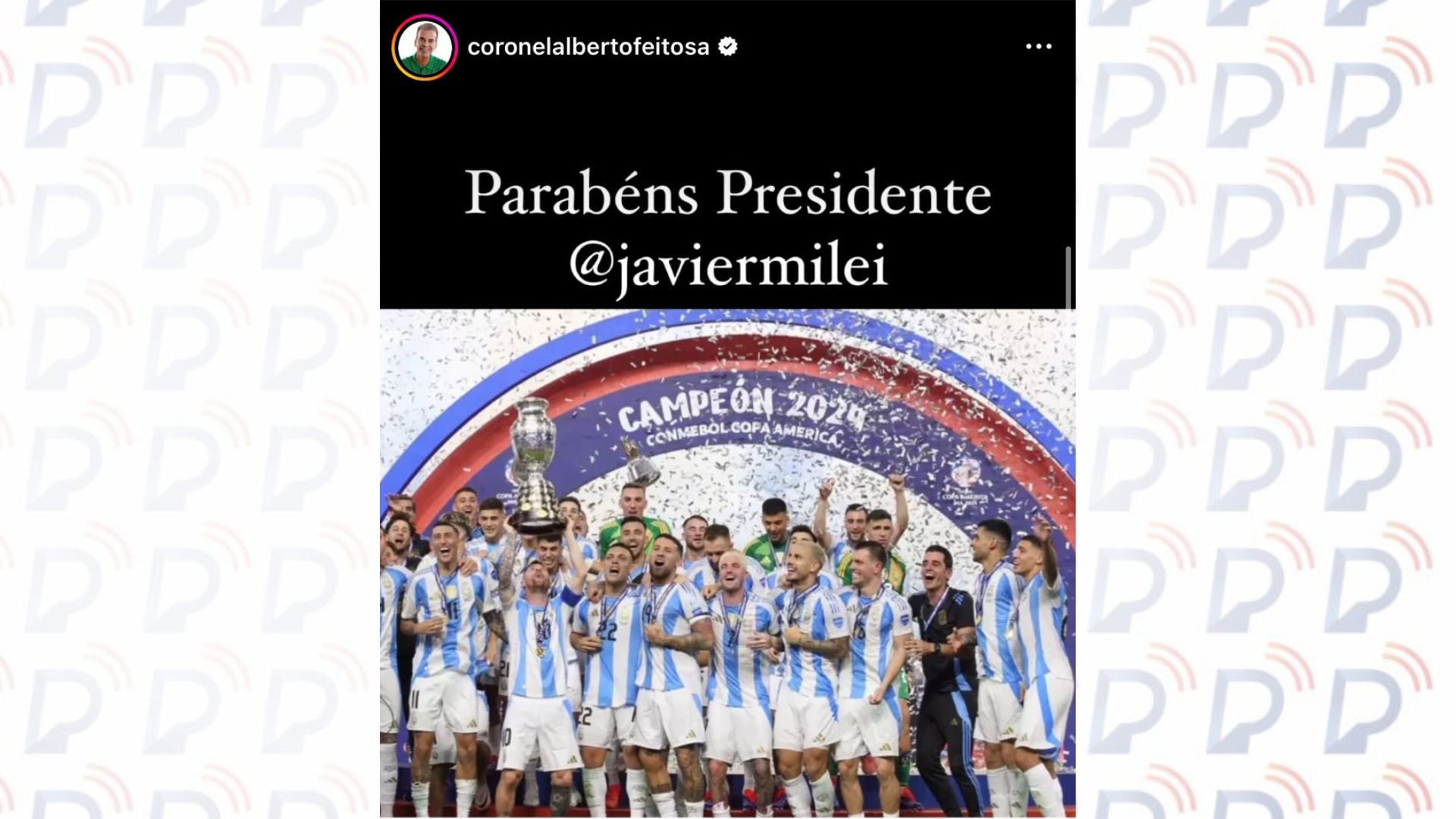 Deputado Feitosa parabeniza Milei por título da Copa América. Foto: Divulgação