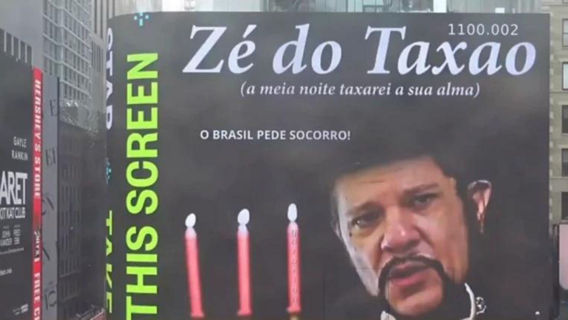 Outdoor de 'zé do taxão' na Time Square.  Foto: Reprodução