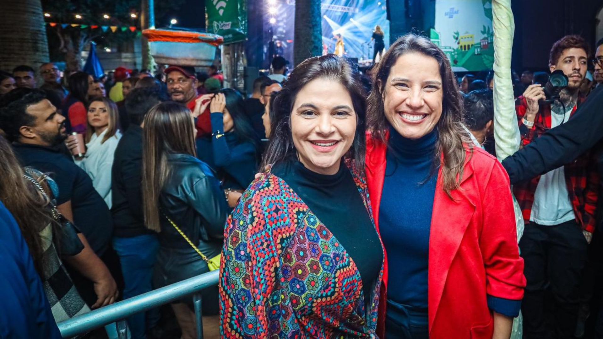 Raquel Lyra e Priscila Krause na abertura do festival. Foto: Janaína Pepeu/Secom