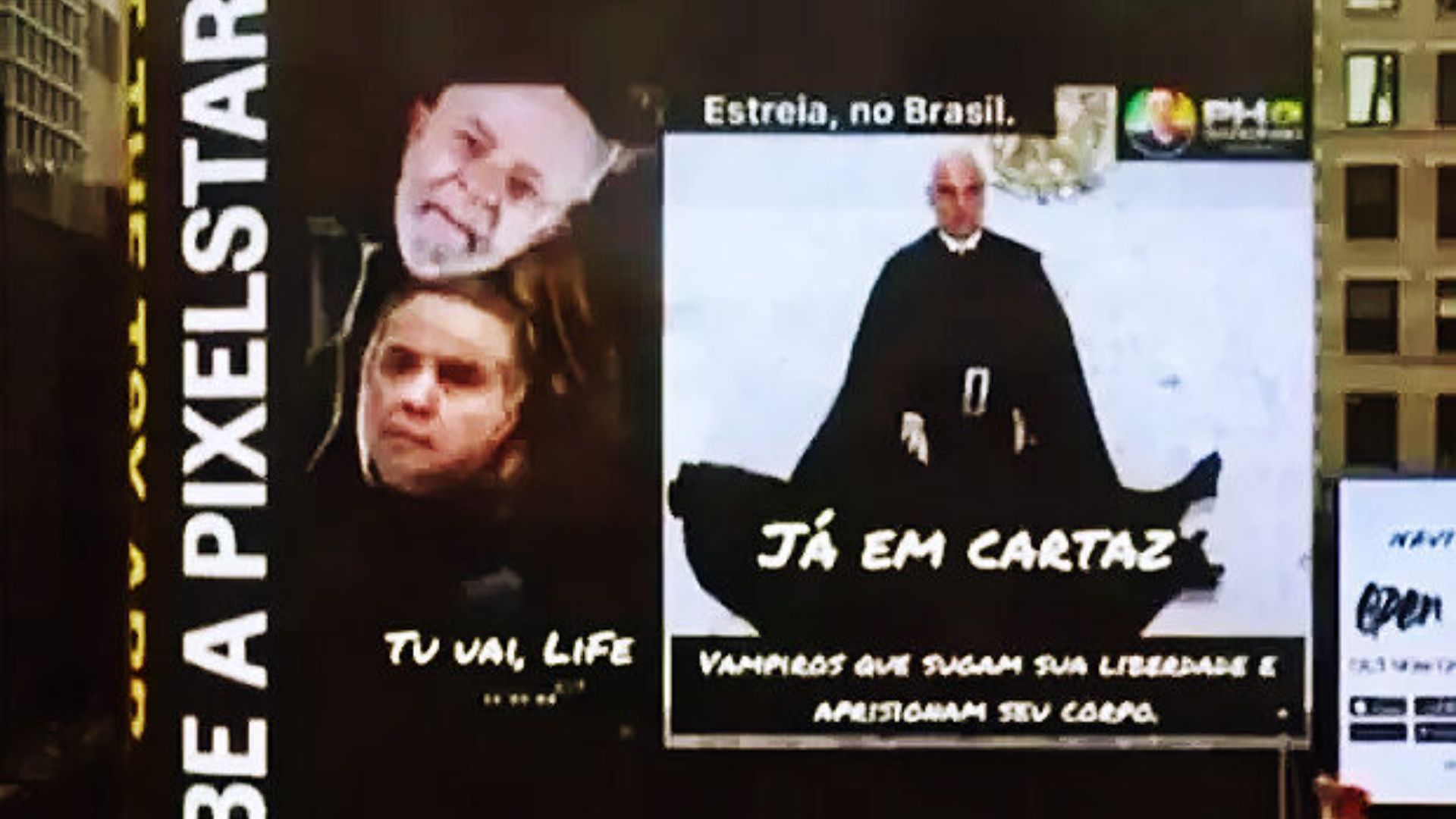 Meme de Lula e dos ministros Moraes e Barroso, são mostrados na Time Square