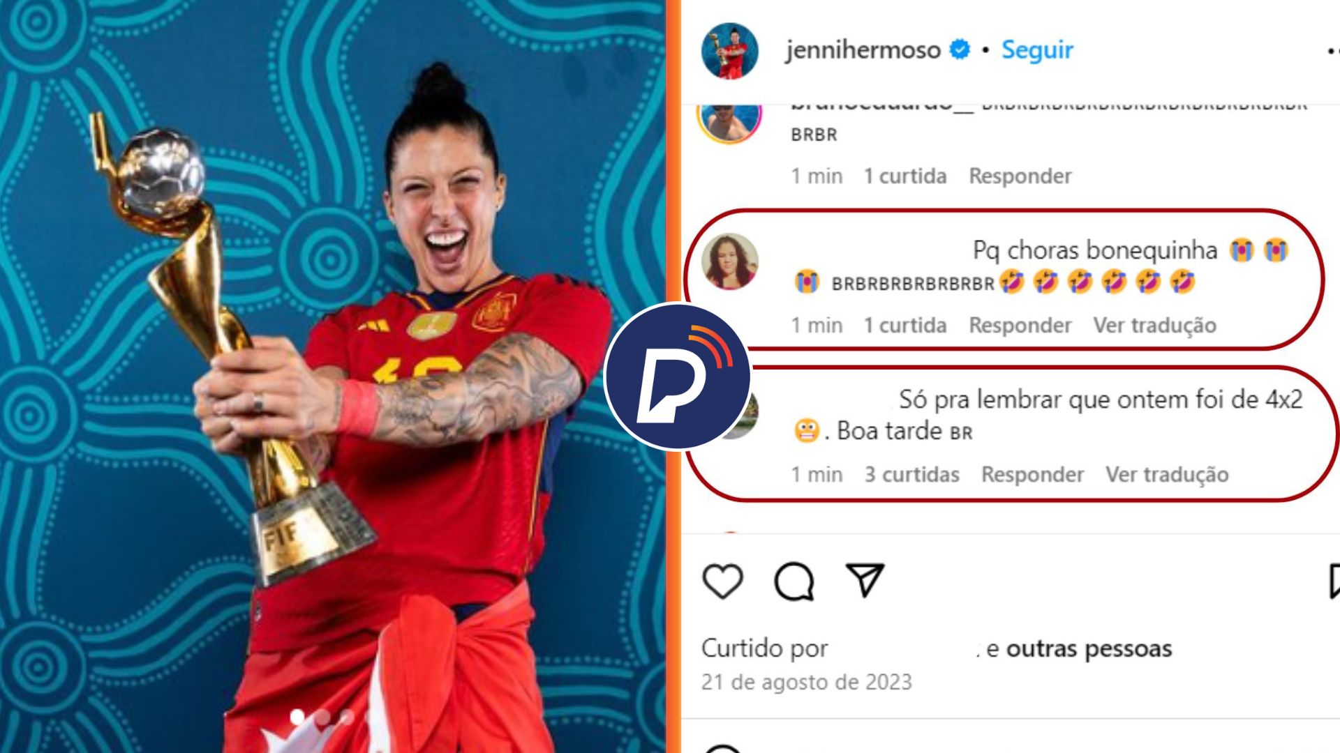 Jogadora ESPANHOLA tem redes sociais invadidas por brasileiros após dizer que seleção brasileira 'não joga bola'. Foto: Reprodução / Instagram