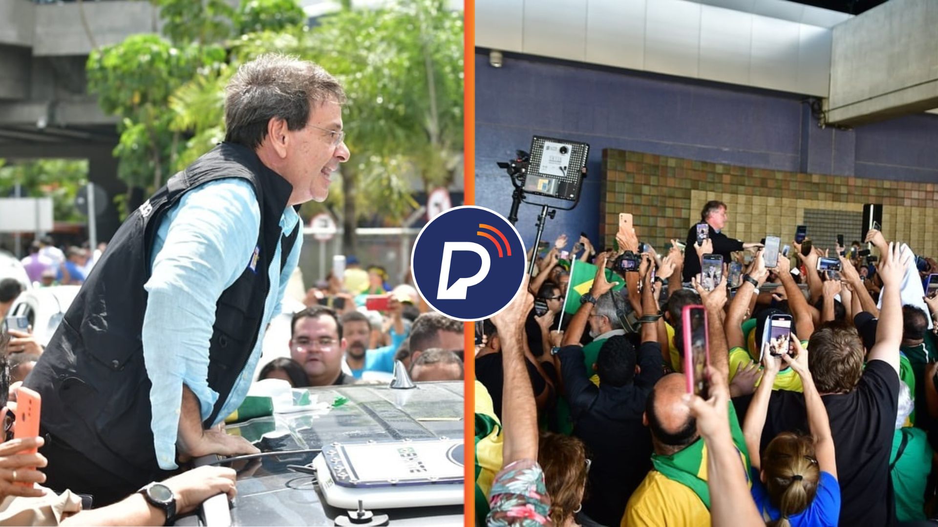 Gilson machado e Jair Bolsonaro sendo recepcionados no Aeroporto do Recife. Foto: Divulgação