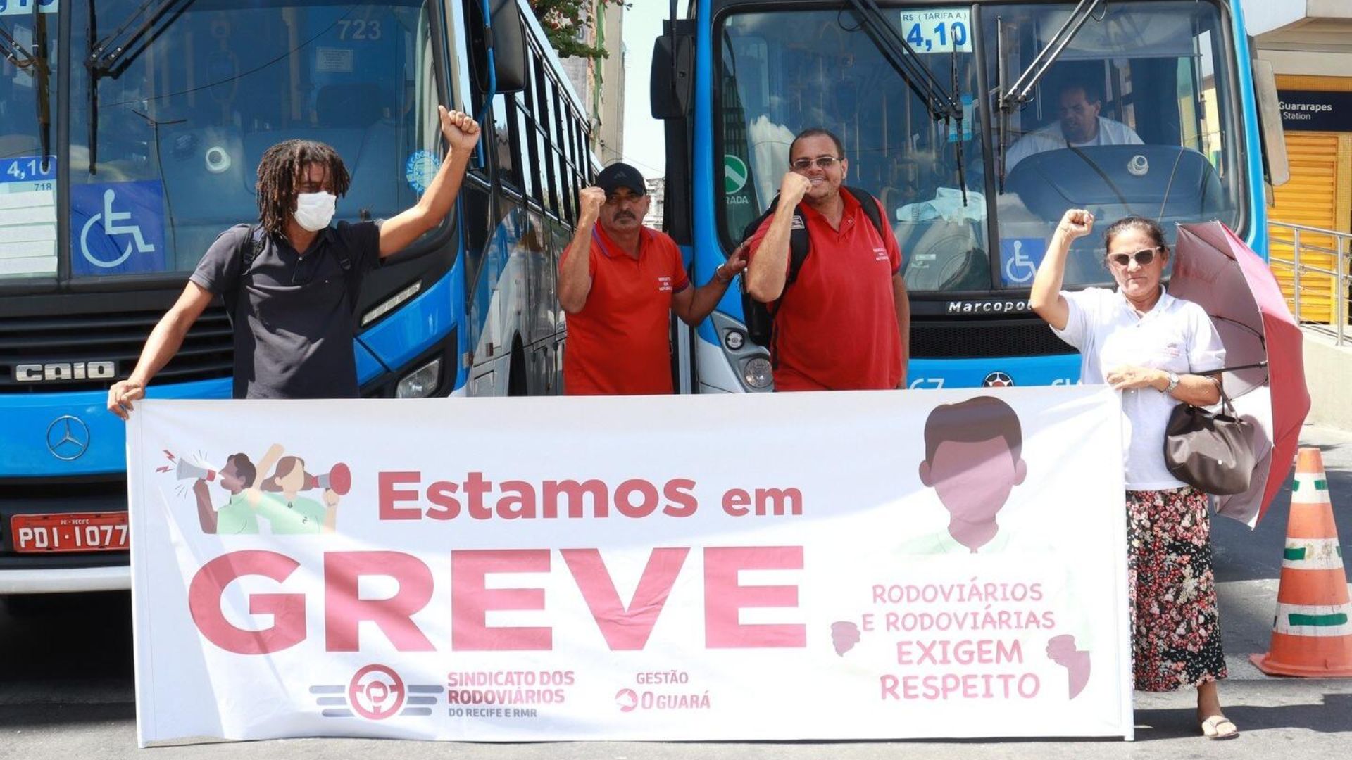 Rodoviários do Recife em ato. Foto: Reprodução