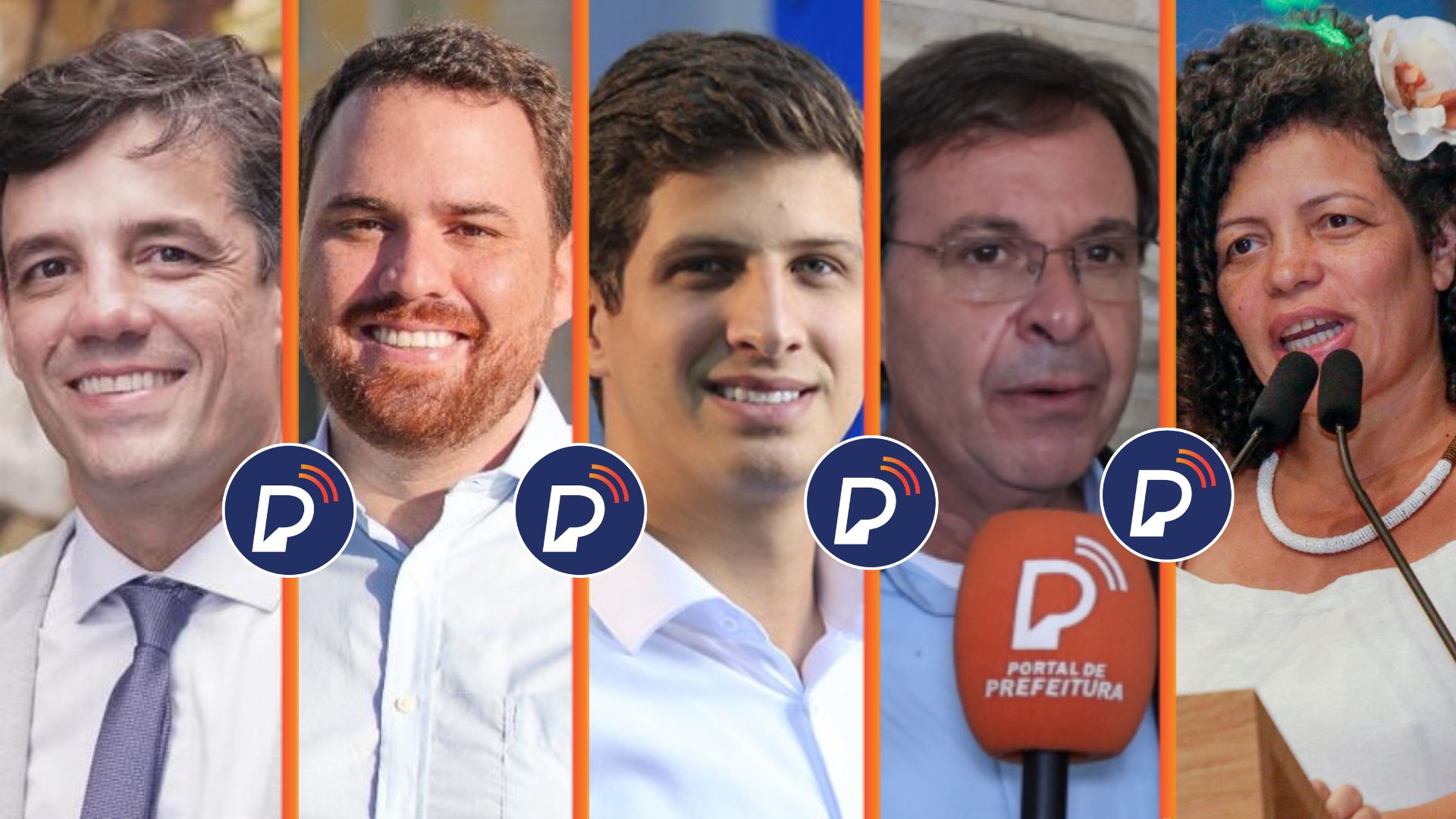 Principais candidatos a prefeito do Recife. Montagem: Portal de Prefeitura